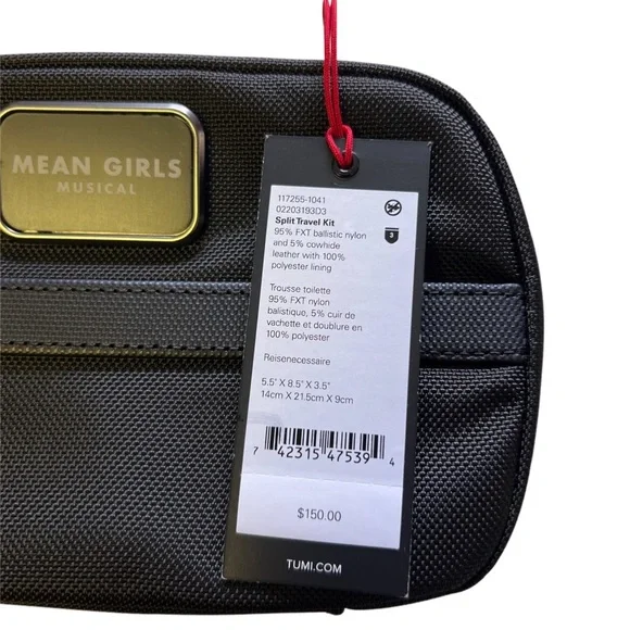 TUMI • Black Split Travel Kit Cosmetic Bag Cade Mean Girls Musical Custom Make - Picture 5 of 5